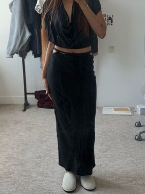 Alexander Wang black ribbed maxi skirt